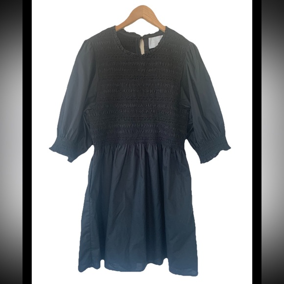 Hill House Dress XXL Vivi Nap Dress Black Smocked Puff Sleeve Mini Dress - Picture 5 of 9